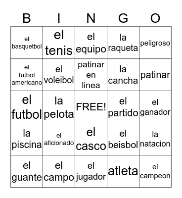 6-1 Los Deportes  Bingo Card