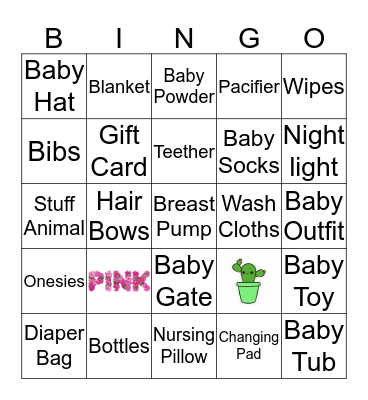 Baby Gift Bingo Card