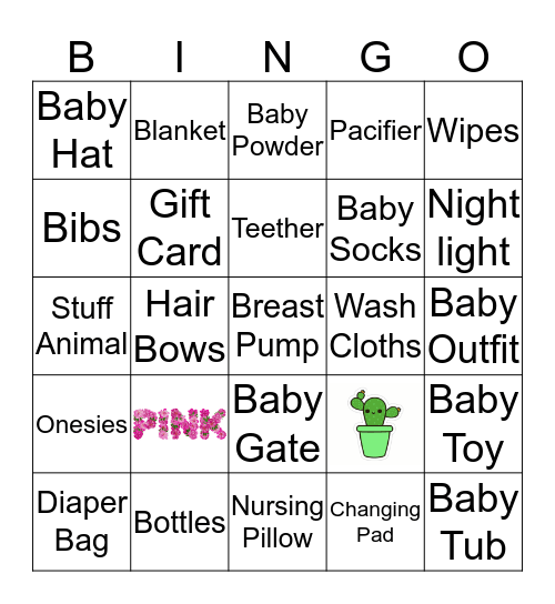 Baby Gift Bingo Card