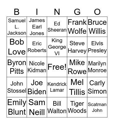 Famous People Who Stutter Bingo Card