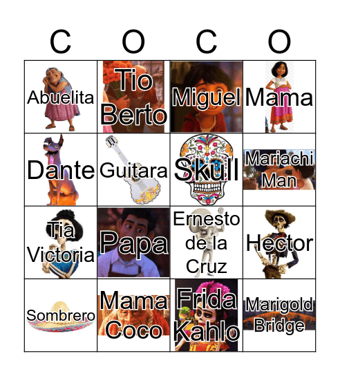 Coco Bingo Card