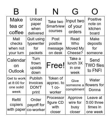 No I in TEAMWORK Bingo Card