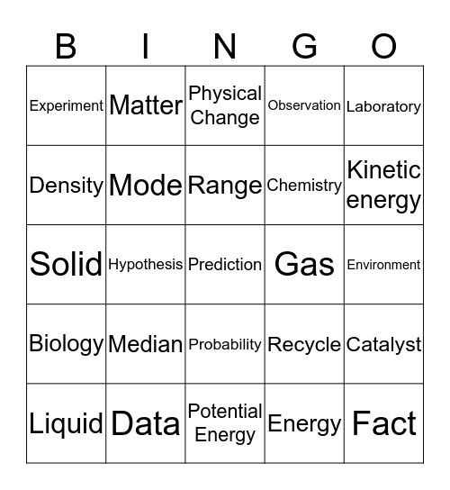 Science Bingo Card