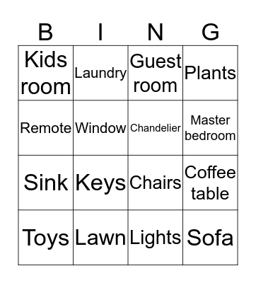 Housewarming bingo  Bingo Card