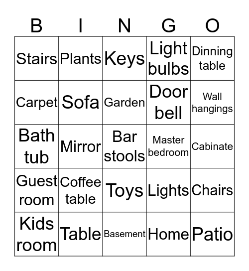 Housewarming bingo  Bingo Card