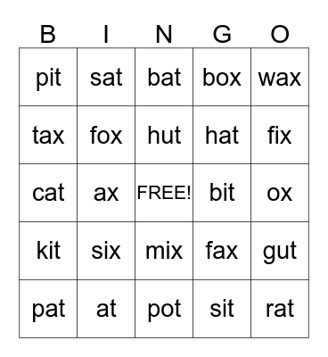 Ending Sounds Bingo! Bingo Card