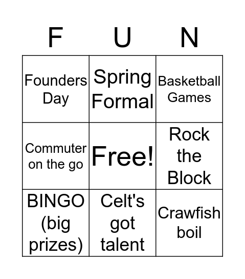 Fun Stuff! Bingo Card