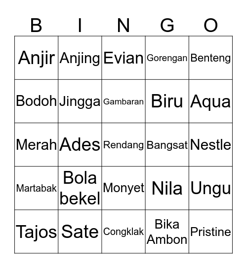 Helen Bingo Card