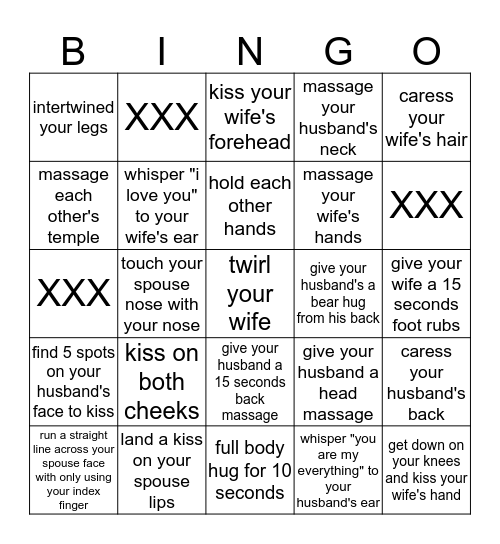 HAPPY COUPLES TOUCH A WHOLE LOTS Bingo Card