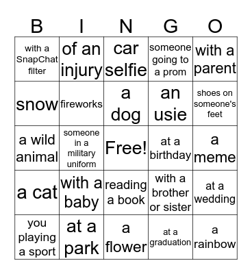 Camera Roll BINGO Card