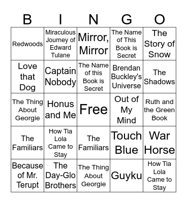 Bluestem Award 2013 Bingo Card