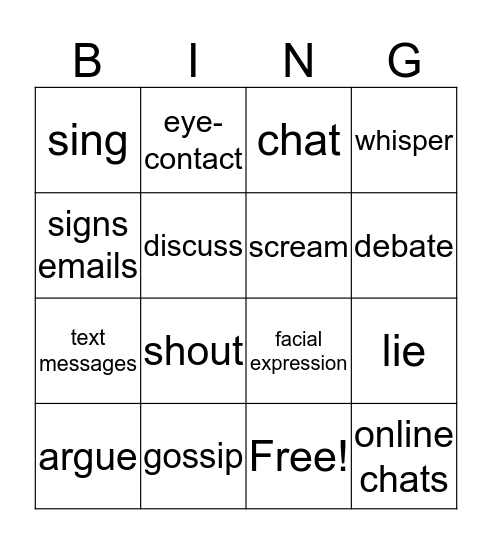 The age of communication =) Bingo Card