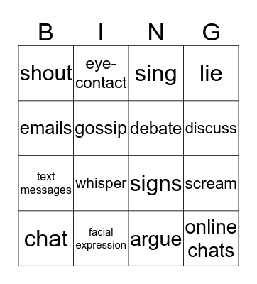 The age of communication =) Bingo Card