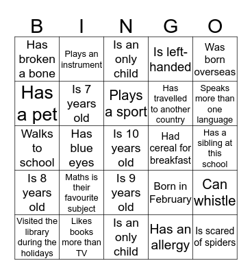 Getting to know Miss Amin and 3/4P! Bingo Card