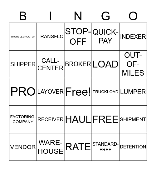 C.H. Robinson Bingo Card