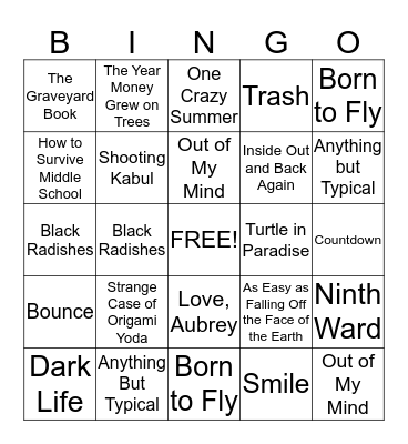Caudill Award 2013 Bingo Card