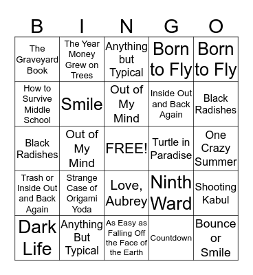 Caudill Award 2013 Bingo Card