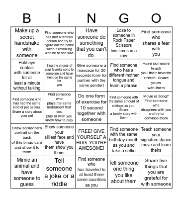 Interactive Bingo Game Bingo Card