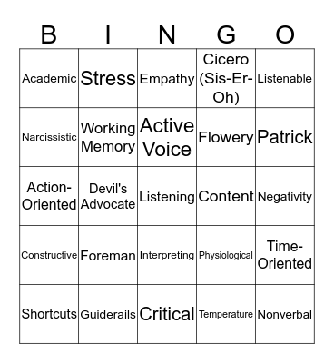 Are you Listening? Bingo Card