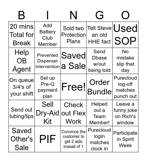 HHE Bingo! Bingo Card