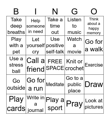 Coping Strategies BINGO! Bingo Card