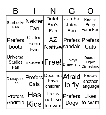 Training Class Bingo Card