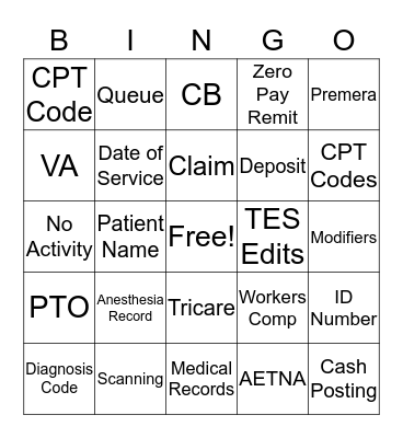 USAP RCM Bingo Card