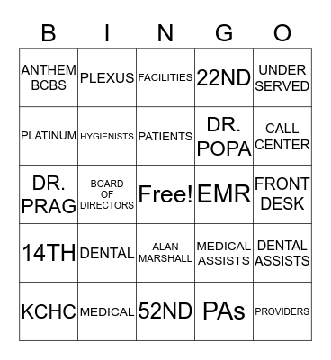 NATIONAL HEALTH WEEK - EMPLOYEE LUNCHEON BINGO Card