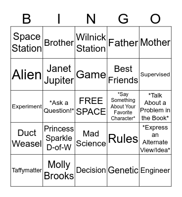 Sanity and Tallulah Book Discussion BINGO Card