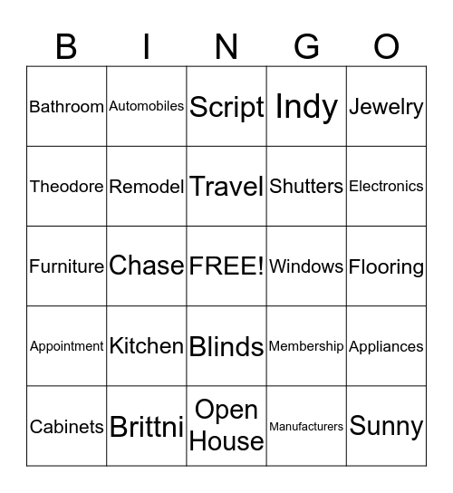 Phone Room Bingo Card