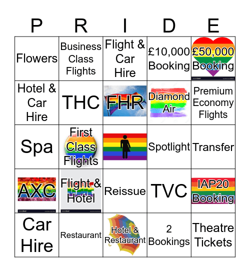 Amex Brighton Pride 2019 Bingo Card