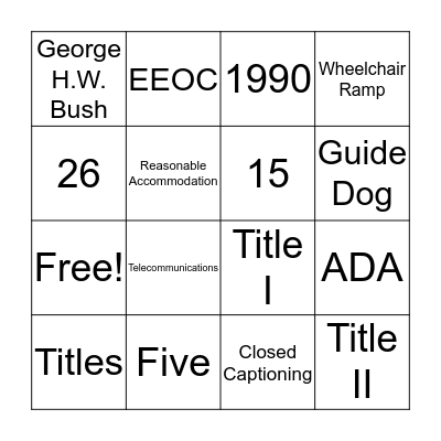 ADA Bingo Card