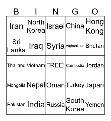 BINGO (ASIA) Bingo Card