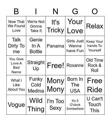 2-Party Favorites Bingo Card