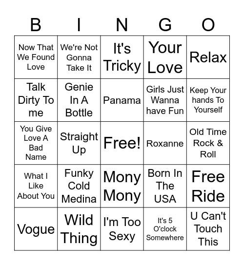 2-Party Favorites Bingo Card