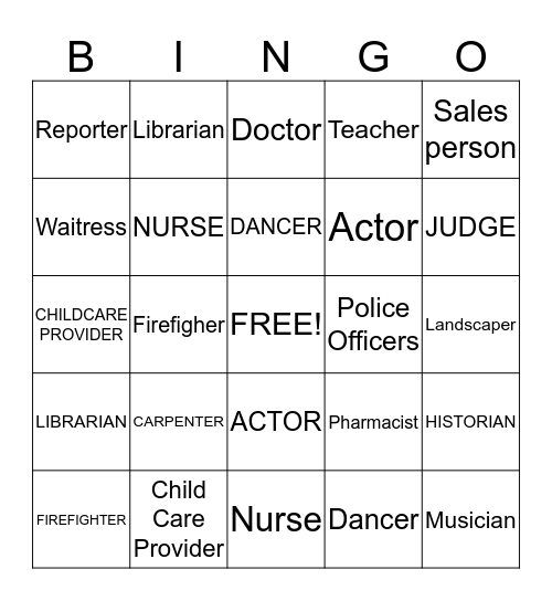 CAREERS Bingo Card