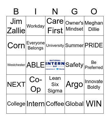 Happy National Intern Day! Bingo Card