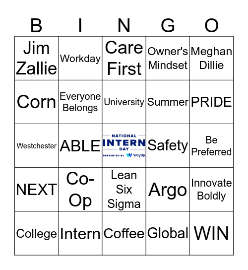 Happy National Intern Day! Bingo Card