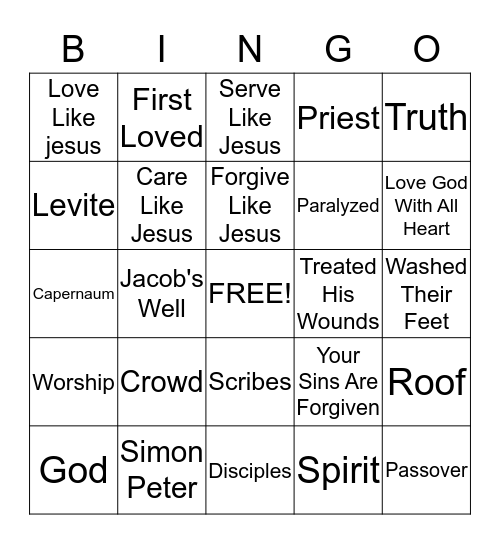 LIVE LIKE JESUS Bingo Card