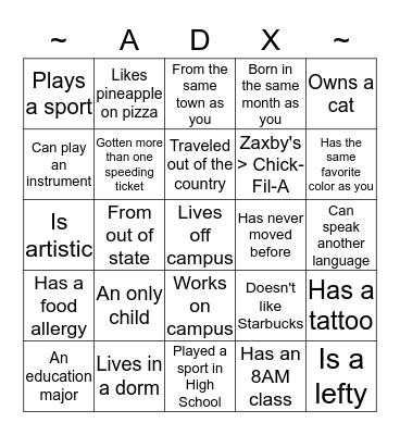 Find someone who(s) Bingo Card