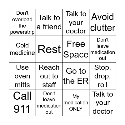Safety Bingo Card