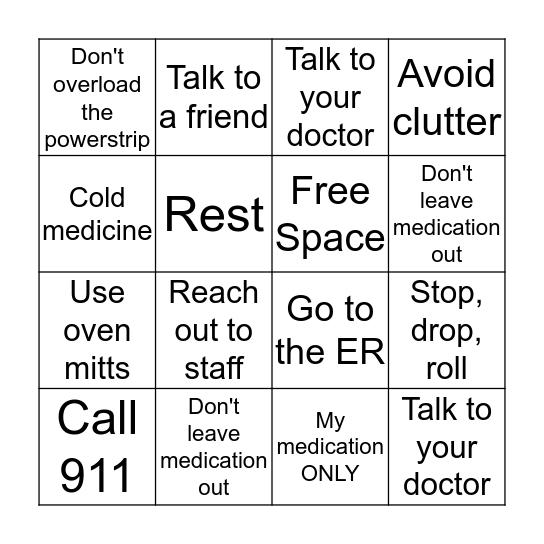 Safety Bingo Card