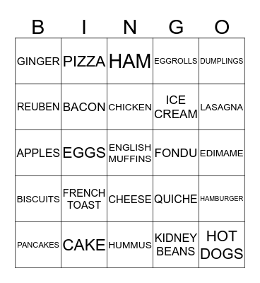 SODEXO Bingo Card