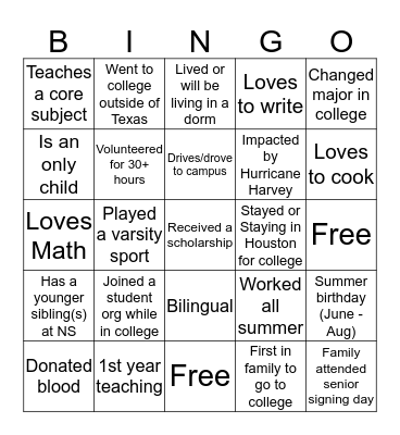 Northside Bingo Card