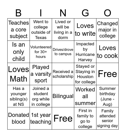 Northside Bingo Card