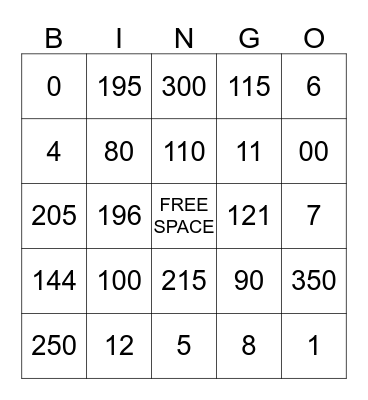 BINGO Card