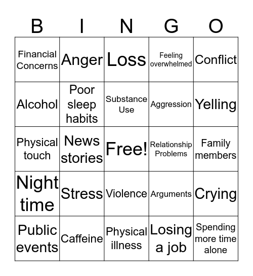 Triggers Bingo Card