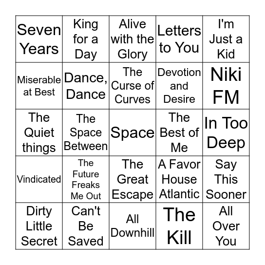 Emo Side A  Bingo Card