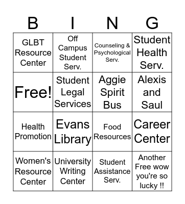 Resources Bingo! Bingo Card