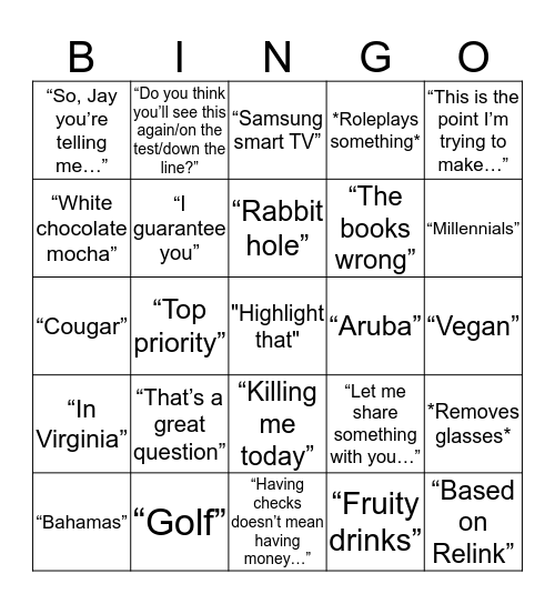 Jay Armel Bingo Card